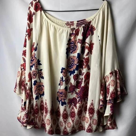 LIVING DOLL LOS ANGELAS WO SIZE 22/24(?). TOP CREAM COLOR NAVY RUST MAUVE - Picture 8 of 11